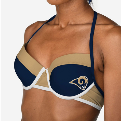 Forever Collectibles NFL Women's Los Angeles Rams Team Logo Swim Suit Bikini Top