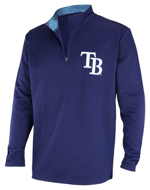 Zubaz MLB Baseball Men's Tampa Bay Rays Static Collar 1/4 Zip Fleece Pullover