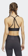 Adidas Women's Yoga Studio Light-Support 3-Stripes Bra, Light Carbon/Black