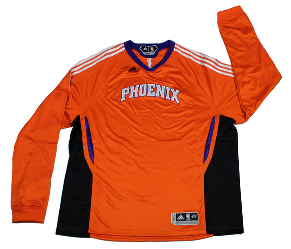 Adidas NBA Phoenix Suns Team Basketball Long Sleeve Shooting Shirt, Orange