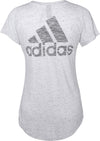adidas Women's Winners Short Sleeve Melange V-Neck T-Shirt, White, Large