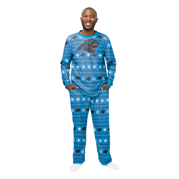 FOCO Men's NFL Carolina Panthers Primary Team Logo Ugly Pajama Set