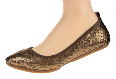 Yosi Samra Women's Vienna 2 Snake Ballet Flat, Jasper