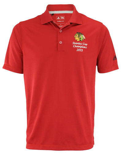 Adidas NHL Mens Chicago Blackhawks Stanley Cup 2015 Champs Staff Polo Shirt, Red, Small