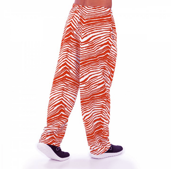 Zubaz NFL Men's Cleveland Browns Classic Zebra Print Pants, Fire Red / White