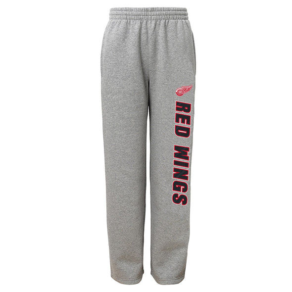 Outerstuff Detroit Red Wings NHL Youth Boys Post Game Fleece Pant, Grey