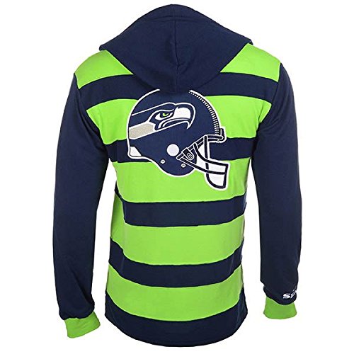 KLEW Men's NFL Seattle Seahawks Cotton Rugby Hoodie Shirt