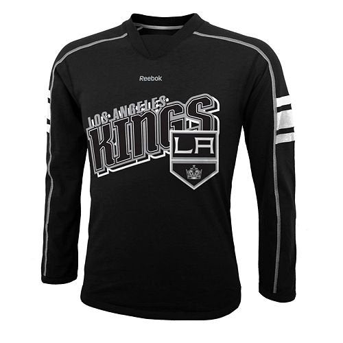 Reebok NHL Youth Boy's Los Angeles Kings Long Sleeve Jersey Tee T-Shirt, Black