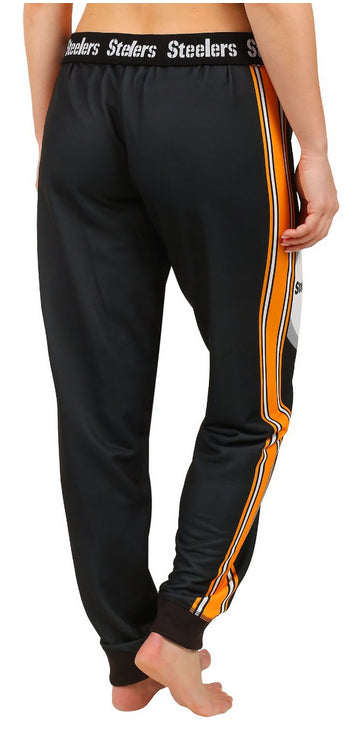 KLEW NFL Women's Pittsburgh Steelers Cuffed Jogger Pants, Black