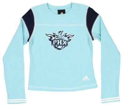 Adidas Phoenix Suns NBA Girls Youth (7-16) Waffle Knit Top Shirt, Light Blue