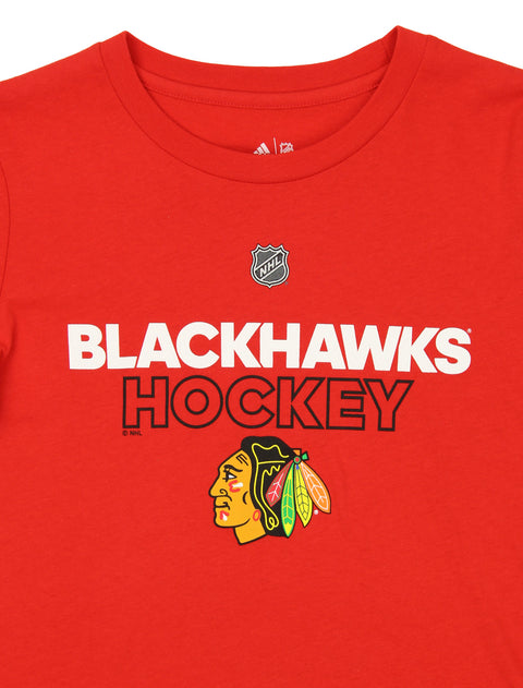 Adidas NHL Boys Youth Chicago Blackhawks Basic Long Sleeve Shirt, Red