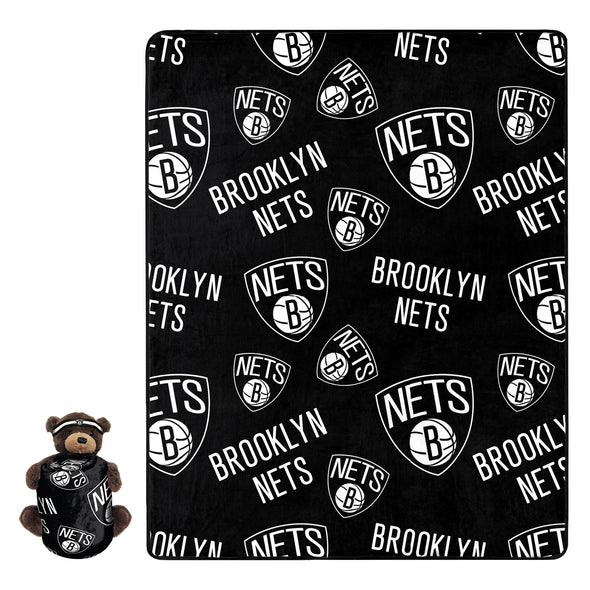 Northwest NBA Brooklyn Nets Plush Bear Hugger With 40" X 50"  Silk Touch Throw Blanket