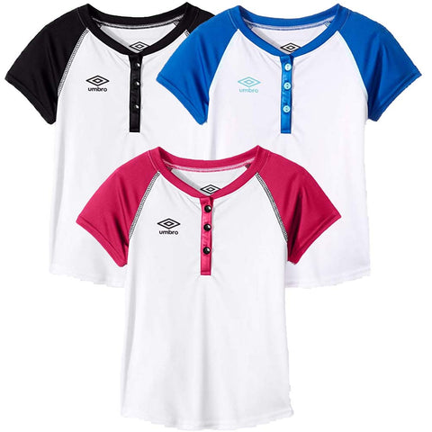 Umbro Little Girls Drop Ball Henley Top Shirt, Color Options