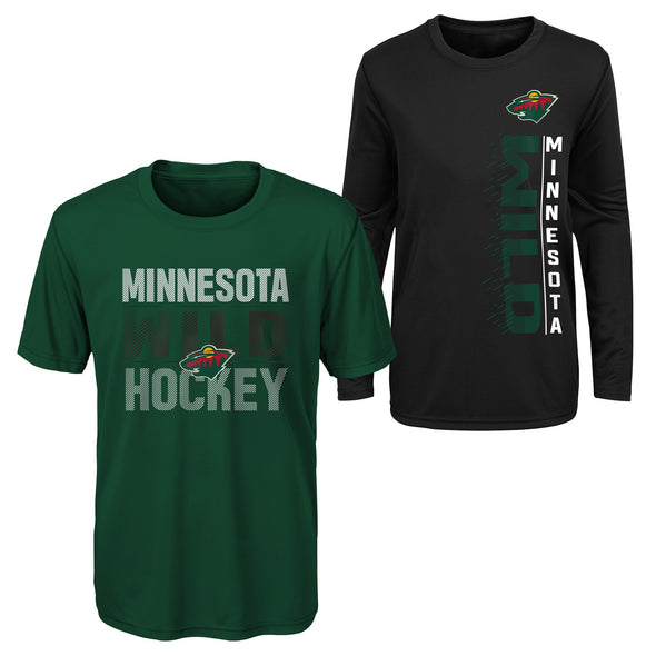 Outerstuff NHL Youth Boys (8-20) Minnesota Wild Performance Long & Short Sleeve T-Shirt Set
