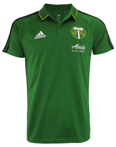 adidas MLS Men's Portland Timbers Climalite 3-Stripe Coaches Polo, Green