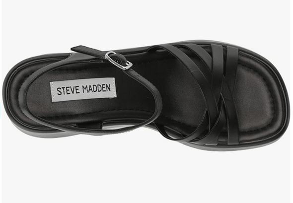 Steve Madden Women's Crazy Heeled Sandal, Black Leather