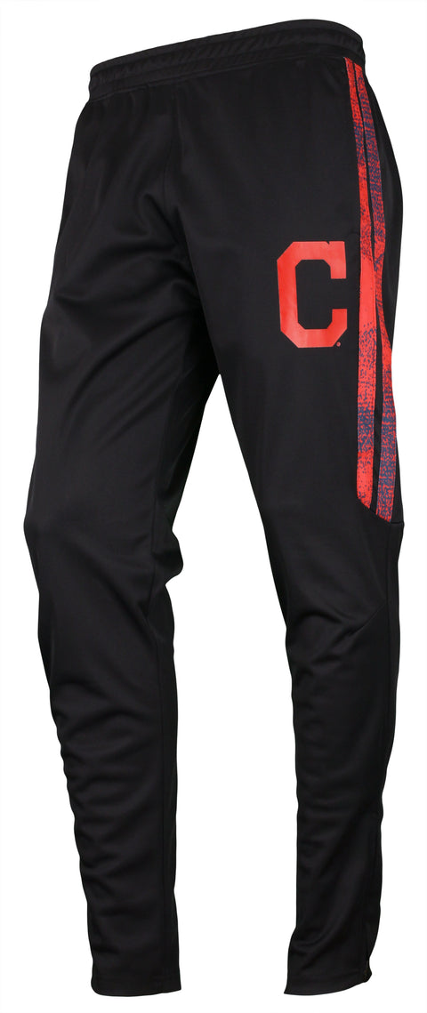 Zubaz MLB Men's Cleveland Indians Static Stripe Black Track Pants
