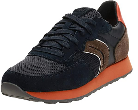Geox Men's U Vincit B Low Top Sneakers, Navy/Chocolate