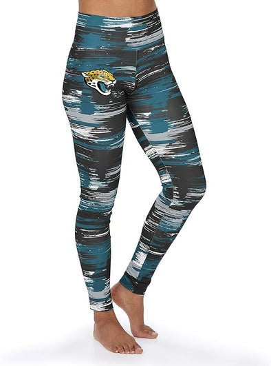 Zubaz NFL Women's Jacksonville Jaguars Brushed Paint Team Color Leggings