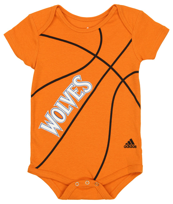 Adidas NBA Infants Minnesota Timberwolves Short Sleeve Fanatic Creeper, Orange