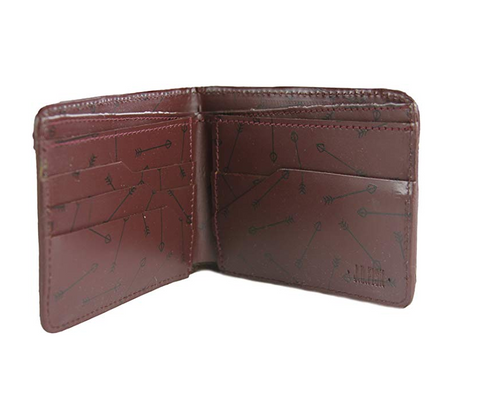 JD Fisk Men's Arrow Print Billfold Wallet, Burgundy