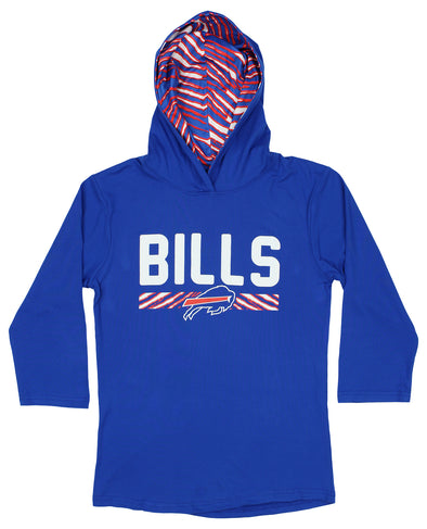 Zubaz NFL Women's Buffalo Bills 3/4 Sleeve Hoodie With Classic Zebra Print Accents