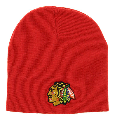 NHL Kids (4-7) Chicago Blackhawks Face Off Skull Knit Beanie Hat, Red OSFM