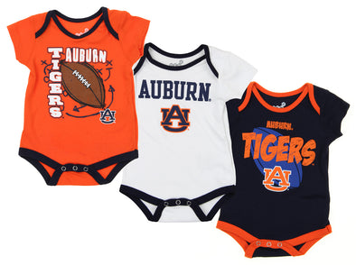 NCAA Infant Auburn Tigers 3 Point Spread Bodysuit Set, 3 Piece