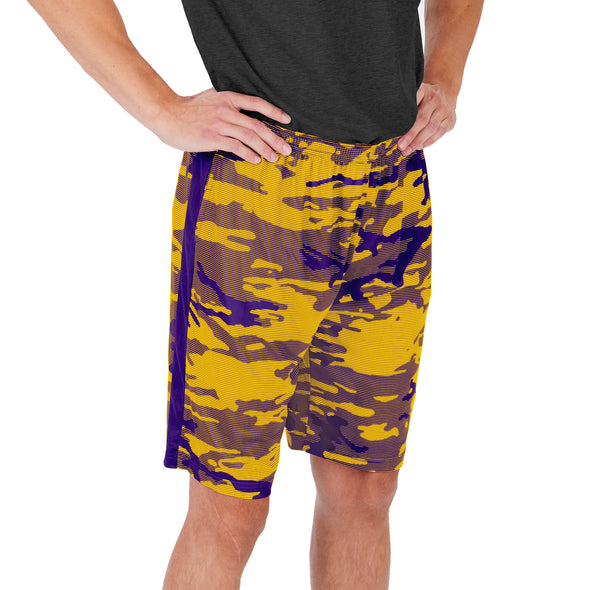 Zubaz Men's NFL Minnesota Vikings Lightweight Camo Lines Shorts with Logo