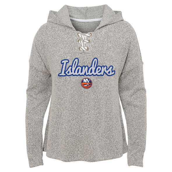 Outerstuff New York Islanders NHL Girl's Youth (7-16) Zenith Pullover Long Sleeve Hoodie, Grey