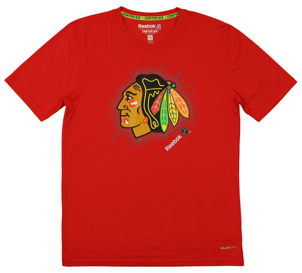 Reebok NHL Chicago Blackhawks Youth Boys Center Ice Playdry Shirt, XL (18)