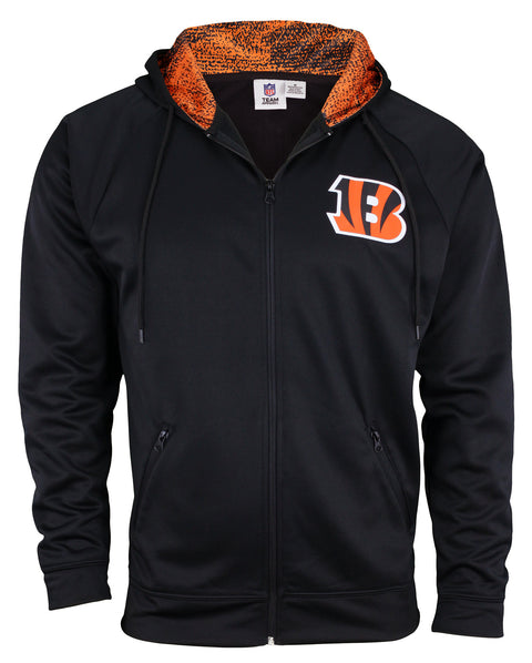 Zubaz NFL Men's Cincinnati Bengals Full Zip Fleece Zip Up Hoodie