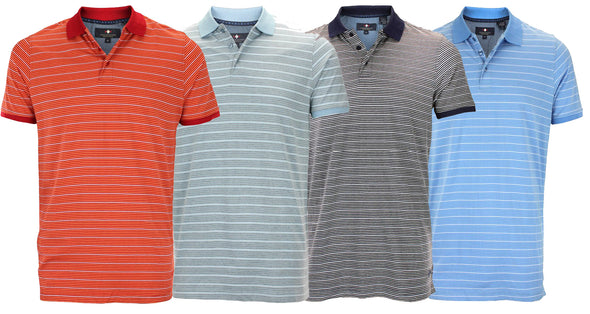 Argyle Culture Men's Horizontal Striped Jersey Polo, Color Variation