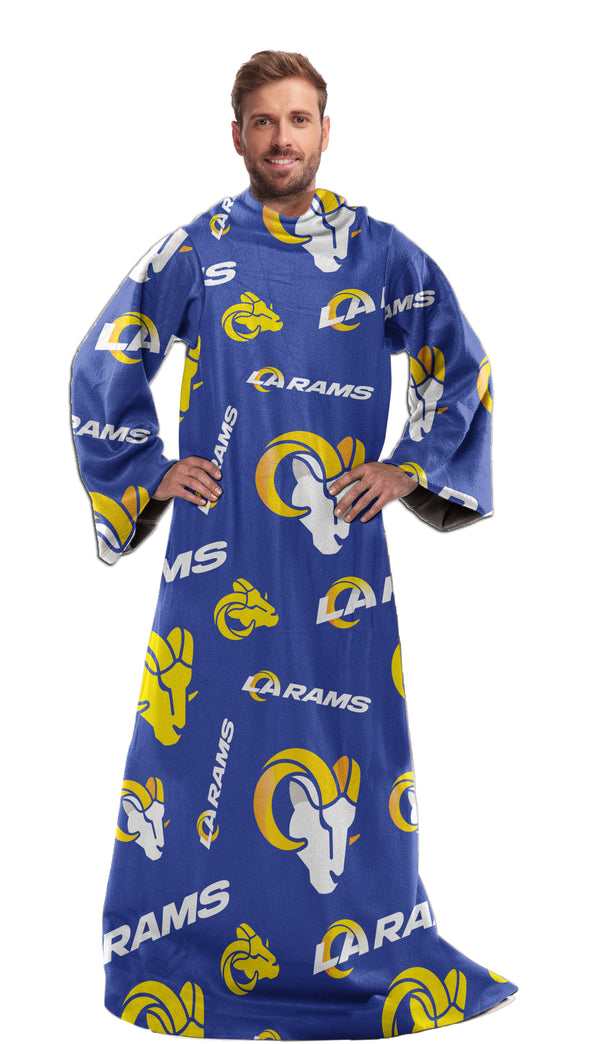 Northwest NFL Los Angeles Rams Toss Silk Touch Comfy Throw with Sleeves 48" x 71"