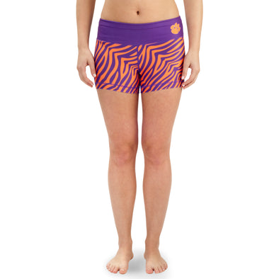 NCAA Women's Clemson Tigers Thematic Print Bootie Shorts, Purple