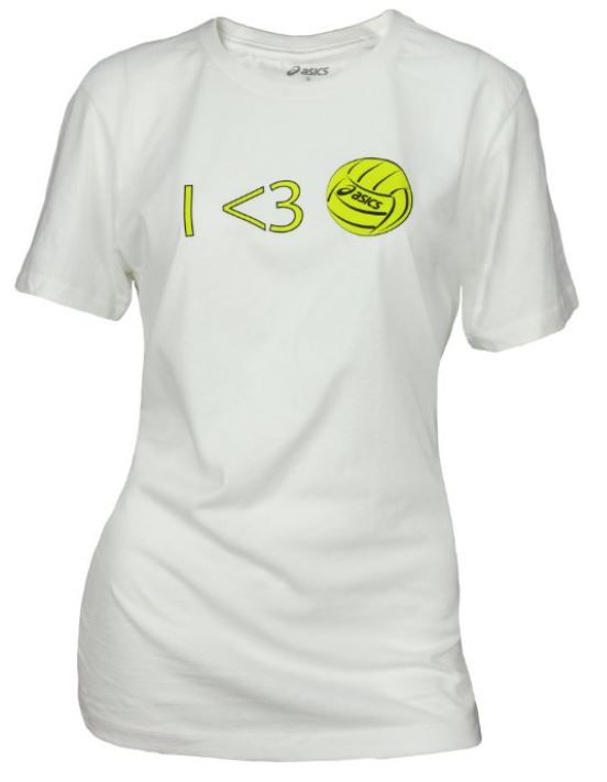 ASICS Women's Luv Volleyball T-Shirt Shirt Top Tee, White