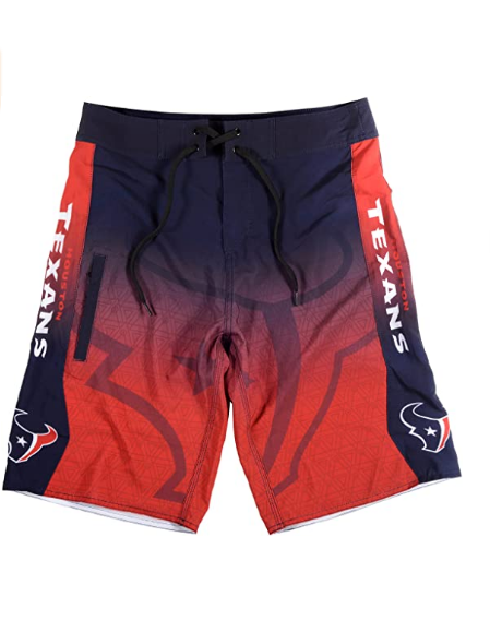 KLEW NFL Men's Houston Texans Gradient Board Shorts