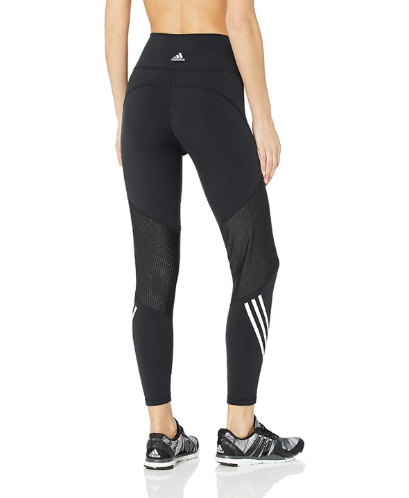 adidas Women's Believe This High Rise 7/8 Length 3-Stripes Tight, Black/White