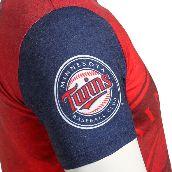 KLEW MLB Men's Minnesota Twins Big Graphics Pocket Logo Tee T-shirt, Red