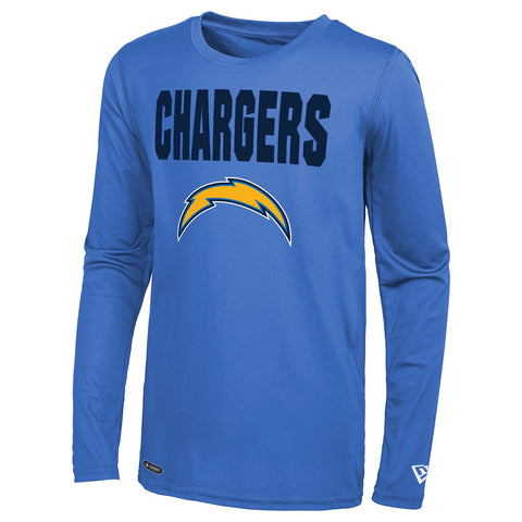 New Era NFL Men's Los Angeles Chargers 50 Yard Line Long Sleeve Poly Dri-Tek Tee