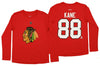 Reebok NHL Youth Chicago Blackhawks Patrick Kane #88 Long Sleeve Player Tee, Red
