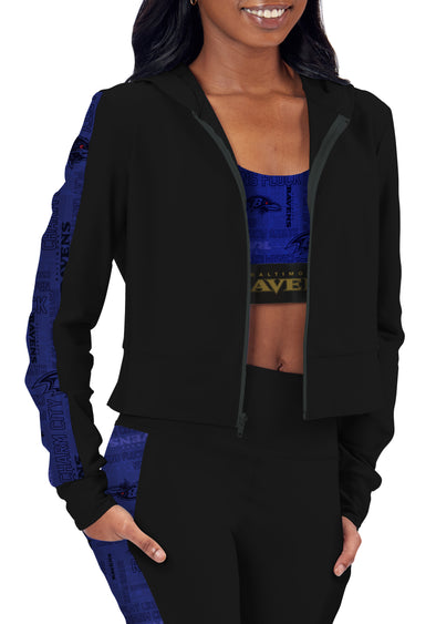 Certo By Northwest NFL Women's Baltimore Ravens All Day Cropped Hoodie, Black
