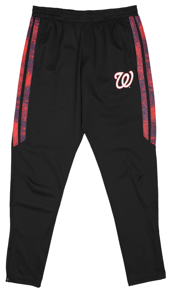 Zubaz MLB Baseball Men's Washington Nationals Static Stripe Black Track Pants