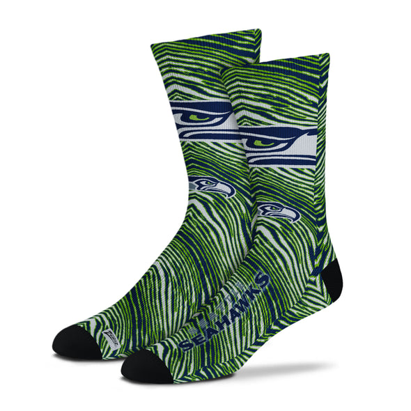 Zubaz By For Bare Feet NFL Adults Unisex Seattle Seahawks Zubified Dress Socks, Large