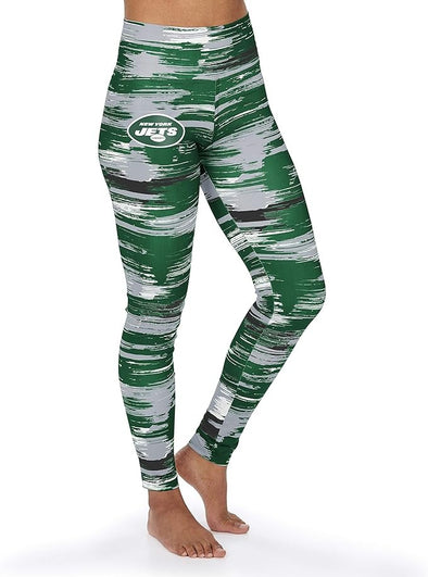 Zubaz NFL Women's New York Jets Brushed Paint Team Color Leggings