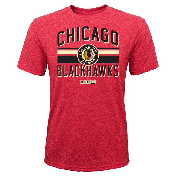 CCM NHL Youth (8-20) Chicago Blackhawks Classic Stripe Short Sleeve T-Shirt