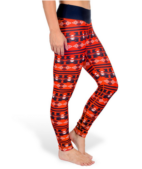 NCAA Women's Auburn Tigers Aztec Print Leggings, Orange