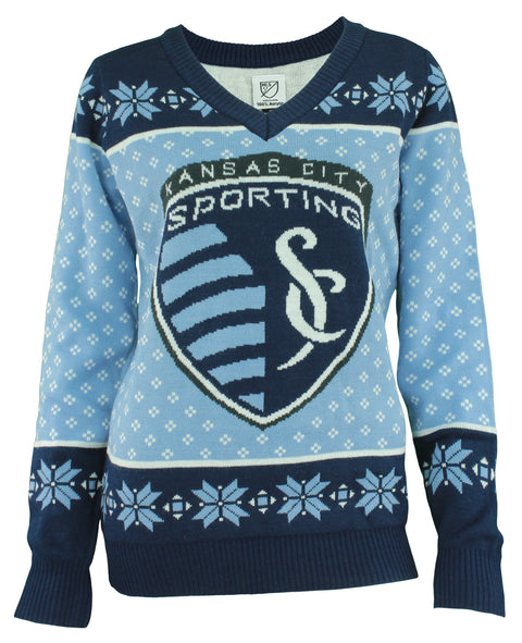 FOCO MLS Women's Sporting Kansas City 2016 Big Logo V-Neck Sweater