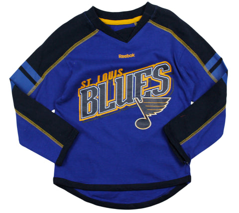 Reebok NHL Little Boy's Kids St. Louis Blues Long Sleeve Jersey Tee Shirt, Blue