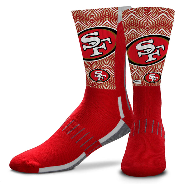 Zubaz X FBF NFL Youth San Francisco 49ers Phenom Curve Crew Socks